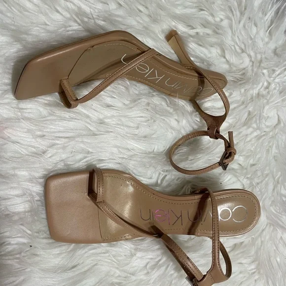 Calvin Klein Tan Heeled Sandals with Ankle Straps - Picture 5 of 5